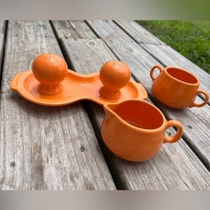 Fiesta sugar & cream set WITH salt & pepper shaker included